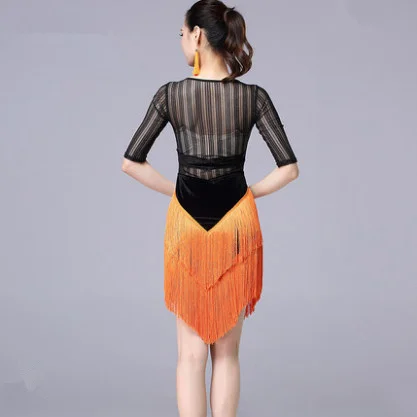 Женский костюм для латинских танцев на осень и зиму бархатное платье с