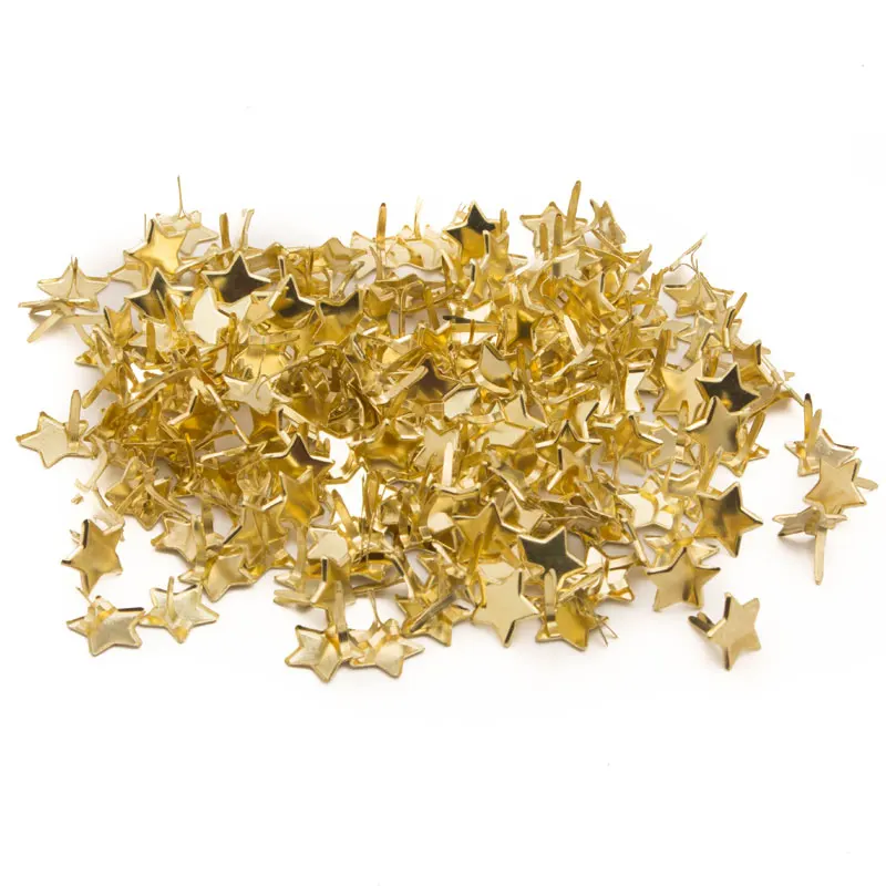 

100pcs/lot 14mm Star Gold Plating Metal Iron Brads For DIY Scrapbooking Embellishment Fastener Metal DIY Handcrafts Making LX879