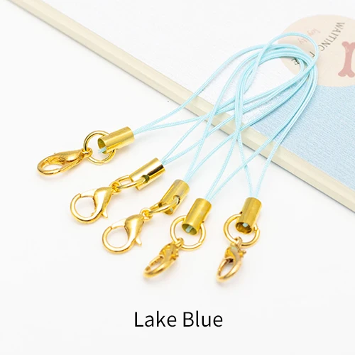 Lake Blue 100 шт. веревка для мобильного телефона застежка-карабин Золотой шнурок Diy аксессуары ручной работы соединитель застежка-крючок изготовление - Цвет: Lake Blue