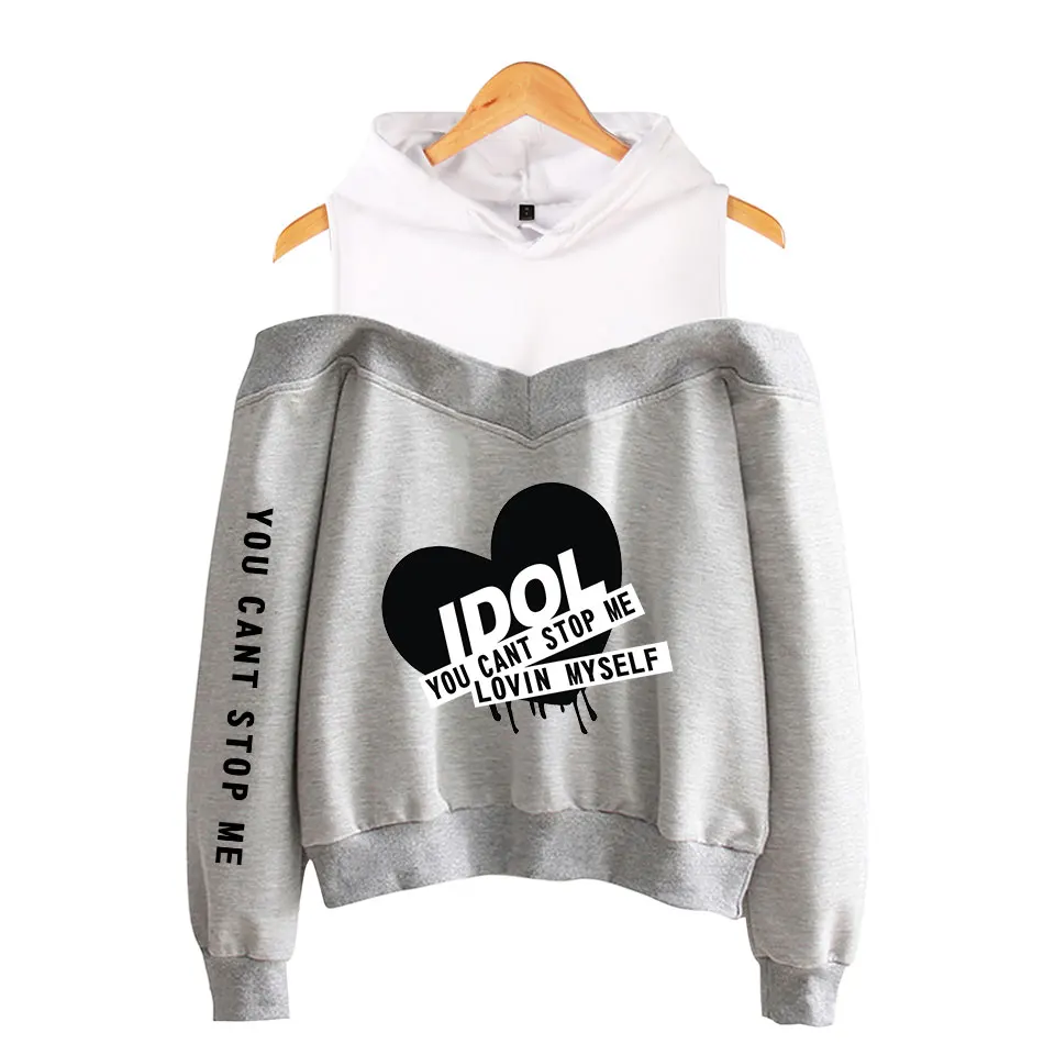 

2019 New Arrival Bangtan Boys Hoodies Fashion Casual Pertty Women's Off-shoulder Sweatshirt Bangtan Boys Pullover Hoodie