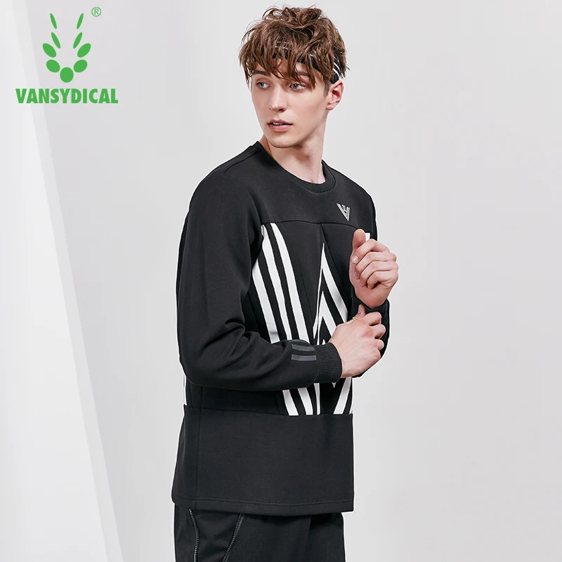 Vansydical Autumn Winter Fitness Running Sports Tops Men's Cotton Printed Long Sleeve Pullovers Workout Training Sweatshirts | Спорт и