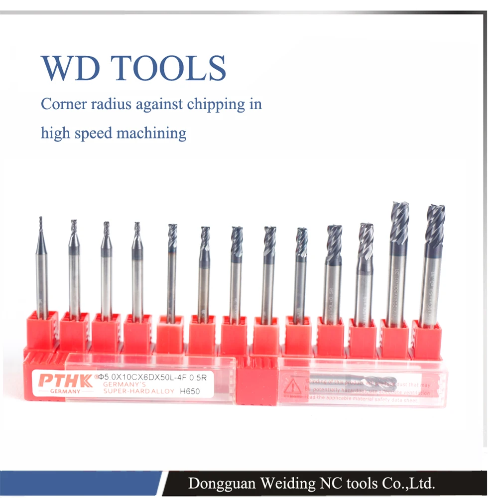

PTHK brand ball nose square corner radius arbide end mill