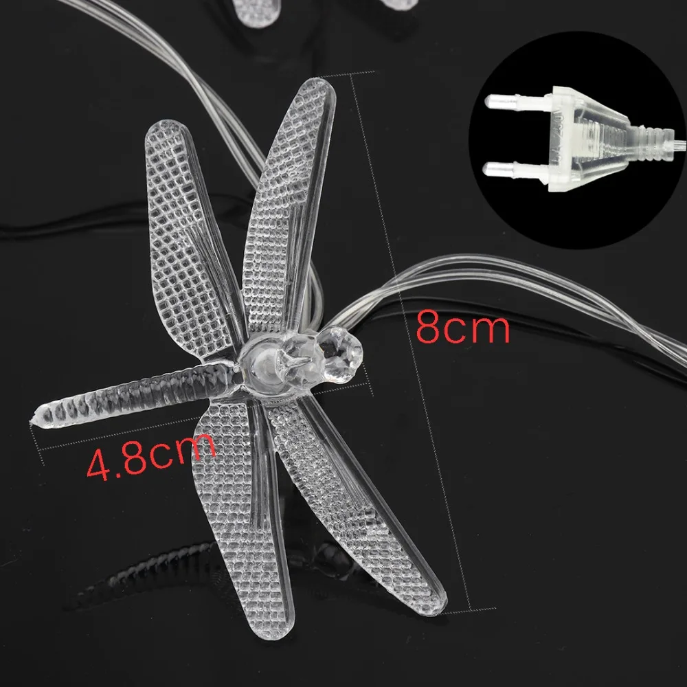 

4M 5M 20 LED String Light Dragonfly Novelty Christmas Decorative Lights For Holiday Xmas Party Fairy Garland EU Plug AC220V JQ