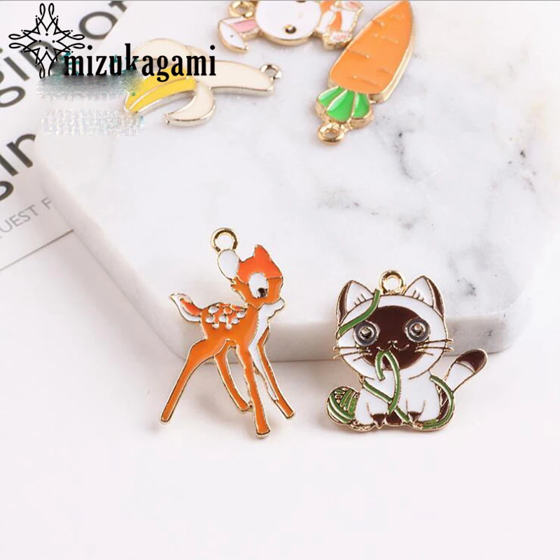 Эмалированные Подвески в виде мультяшных животных 10 шт./лот модные серьги