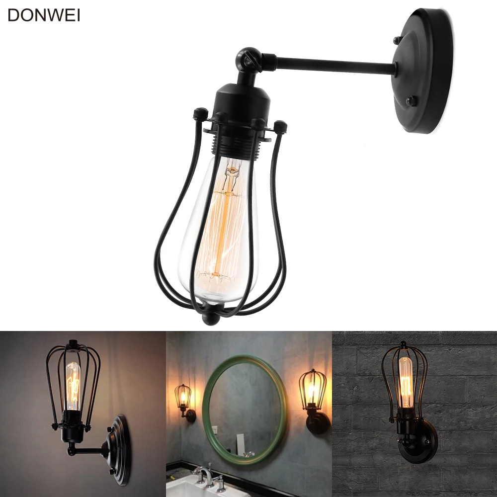 

Village Retro Industrial Style E27 Iron Wall Lamp Indoor Decor Lighting for Loft Bar Restaurant Corridor Bedroom AC110V 220V