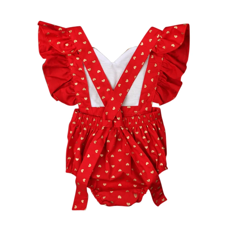 Love Heart Baby Rompers Girl Costumes Set Kids Jumpsuit Cotton Summer Sleeveless Bodysuit Photo Props Outfit Clothing Sets DS40 | Мать и