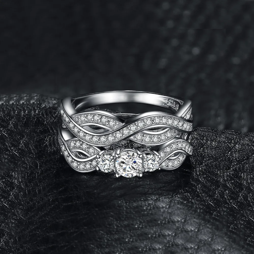 JewelryPalace Бесконечность 3 камня 1ct кубического циркония обещание обручальное