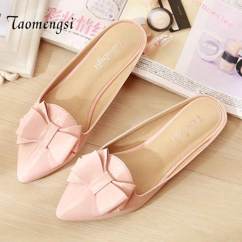 

Taomengsi Fashion Large Size Women's Slippers 2021 New Half Bag Drag Head Pointed Backless Lazy Shoes