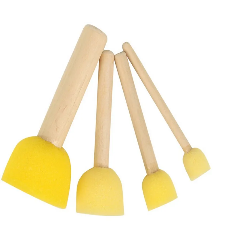 4 шт./компл. детская губчатая кисть оригинальная деревянная ручка живопись