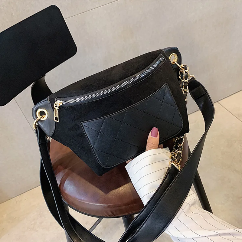Black Waist Packs Женские сумки модные дамские поясные сумки повседневные Lingge сумки через плечо для девочек одноцветная сумка через плечо женский банан поясная сумка - Цвет: Black Waist Packs