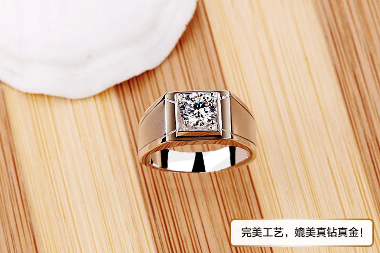 

0.5 Carat 750 White Gold Romantic Style Vogue Certified Moissanite Wedding Ring For Men Perfect Design Jewelry For Him