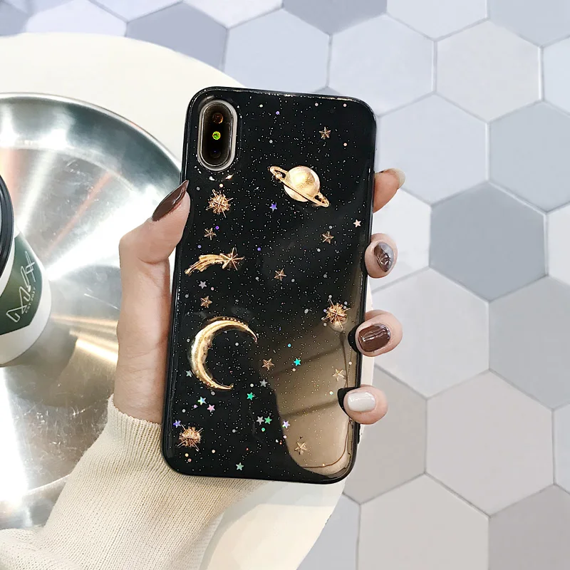 Блестящий чехол со звездным небом для телефона iPhone XS Max чехлы 7 XR X 6 6S 8 Plus мягкий