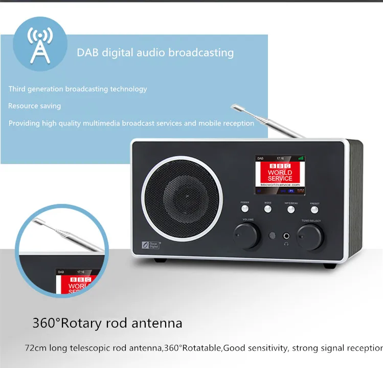 DAB/DAB+/FM радио океан цифровой DB-280C DAB цифровой радио Настольный деревянный Bluetooth