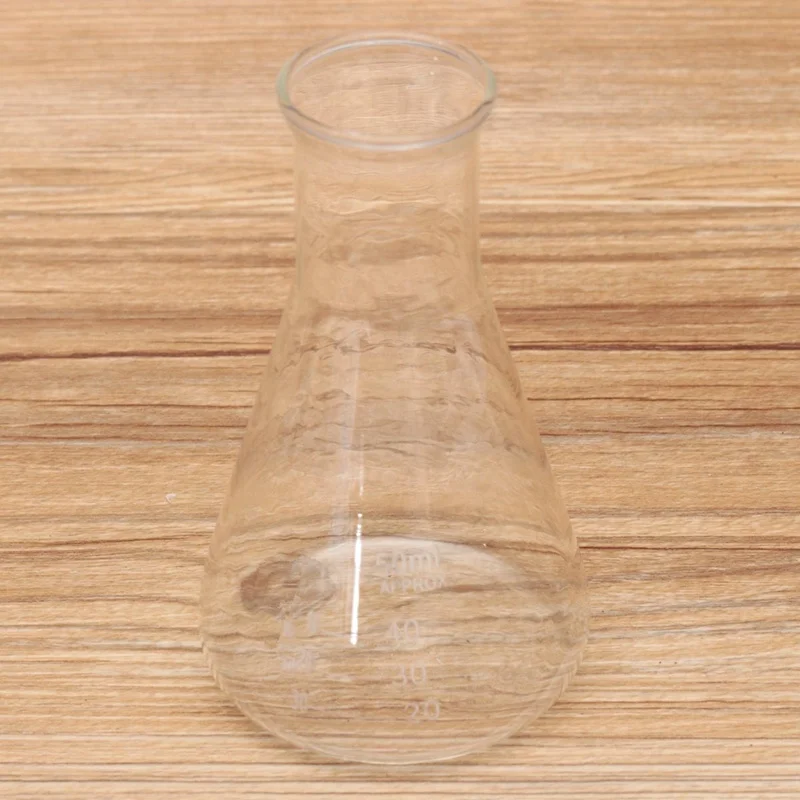 1 шт. 50 мл прозрачное научное стекло Erlenmeyer колба лаборатория обучение химические эксперименты сосуды стеклянная посуда лабораторное оборудование