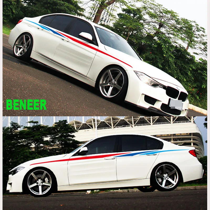 

2pcs M Performance car side body sticker for bmw E30 E34 E36 E39 E46 E53 E60 E70 E71 E85 E87 E90 E91 E92 E83 F10 F20 F21 F30