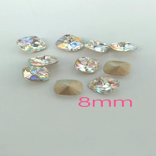 5pcs Super Glitter Crystal Nail Gems Oval Raindrop Diamond Shinny Stone Nail Art Rhinestone Jewelry Phone Manicure Tools - Цвет: 8mm Fat square