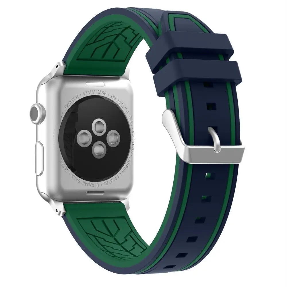 Двухцветная Мягкая силиконовая лента для Apple Watch Series 4 3 2 1 ремешок часов 42 мм 38
