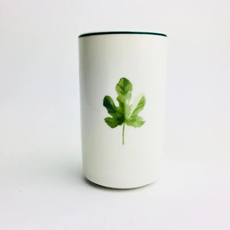 5 Green Pattern Ceramic Toothbrush Cup Set Nordic Fashion Simple Couple Mouth Mug Bathroom Accessories Good Looking Food Container - Цвет: 5