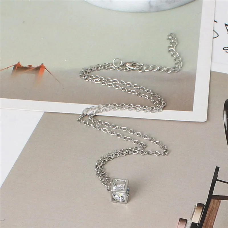 Cube Rhinestone Necklace Popular Temperament Simple gift Personality Romantic Women Fashion Accessories Jewelry | Украшения и