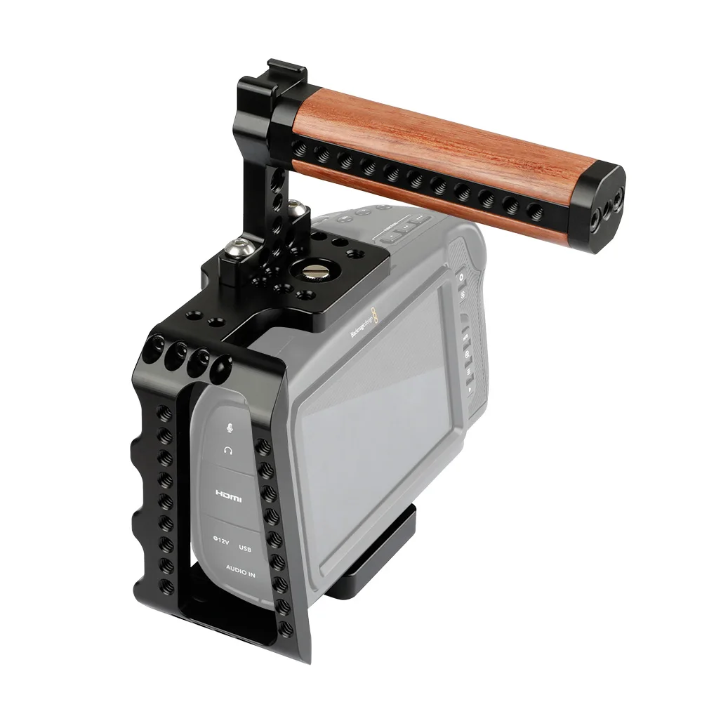 BMPCC 4K камера половинная клетка Риг с мини деревянной рукояткой для Blackmagic Дизайн