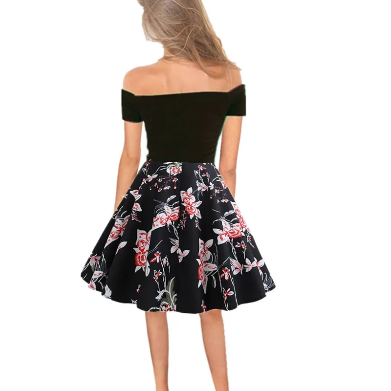 Плюс размеры для женщин летние пикантные Slash Nech платья с короткими рукавами