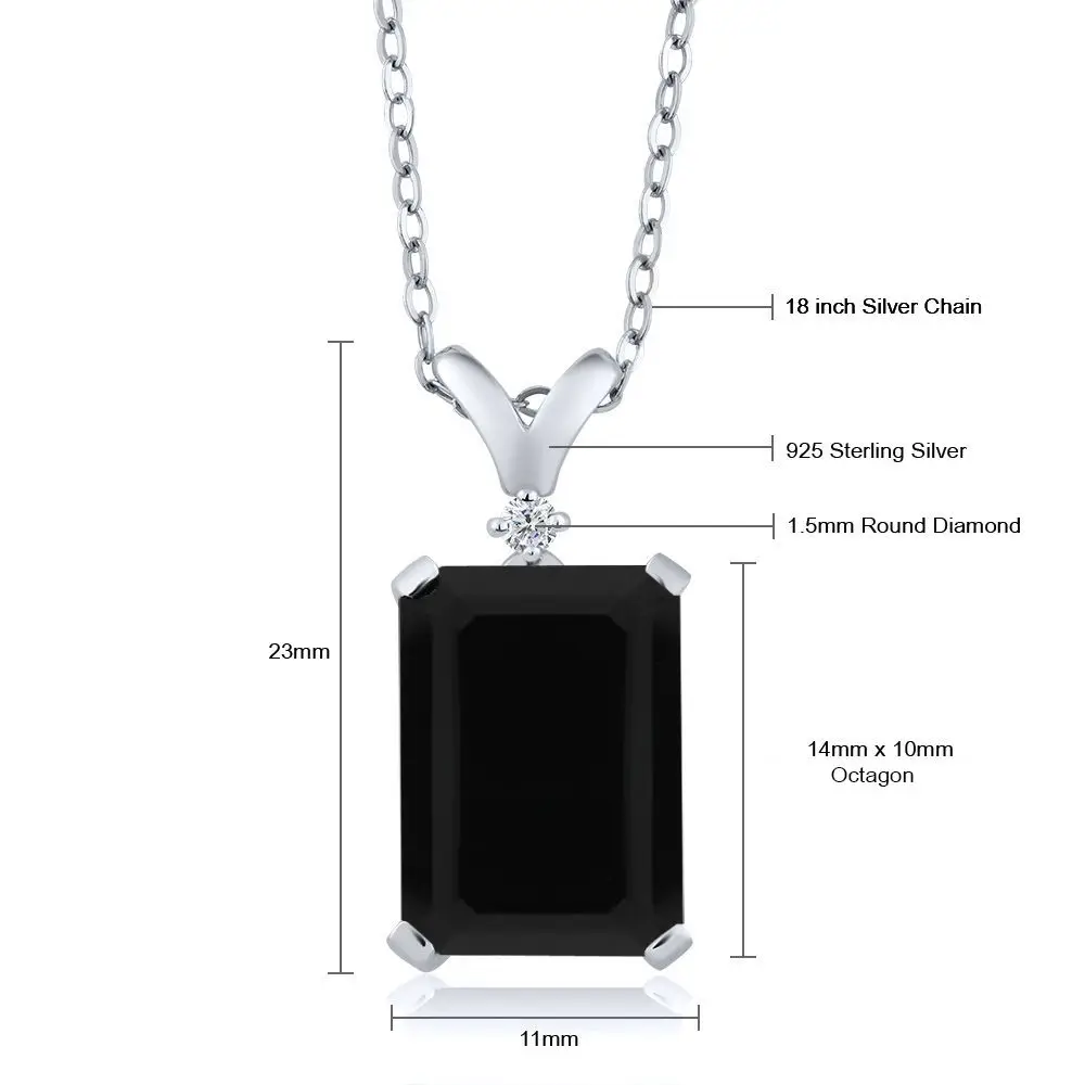 GemStoneKing 5 02 Ct Изумрудное кольцо черный оникс и белый бриллиант 925 Серебро кулон с 18