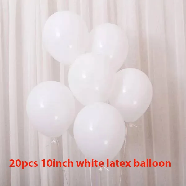 white 20 шт 10 дюймов розовые круглые латексные шарики девушки женщины счастливый день рождения воздушные шары надувные шары для свадьбы, помолвки Декор балон - Цвет: white