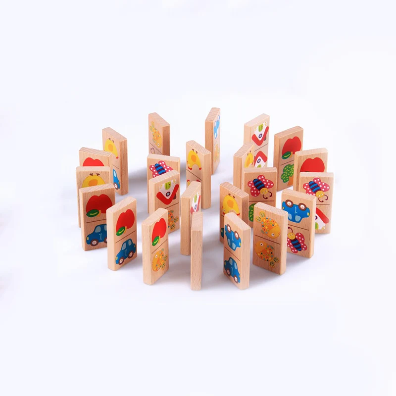 28 шт. животные цветные домино деревянный пазл мультфильм Монтессори Развивающие