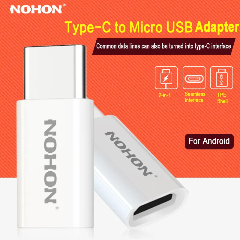 2 шт. адаптер NOHON Type-C для Micro USB Xiaomi 4C 4S 5S Plus Oneplus 3T 3 Nubia кабель зарядное устройство