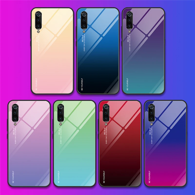 Роскошный градиентный чехол из закаленного стекла для Xiaomi Mi 9 se 8 Lite A2 задняя