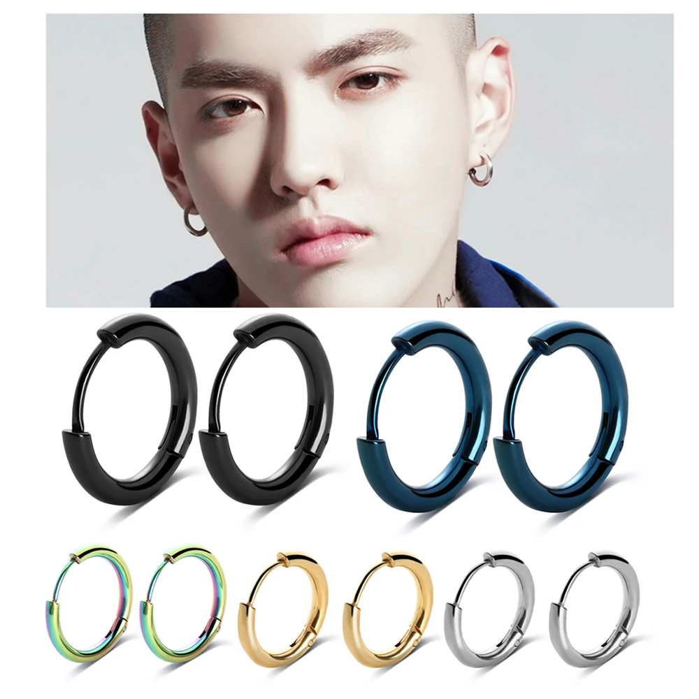 Серьги кольца Huggie в стиле панк из нержавеющей стали 1 пара|earrings jewelry|ear studspunk earrings |