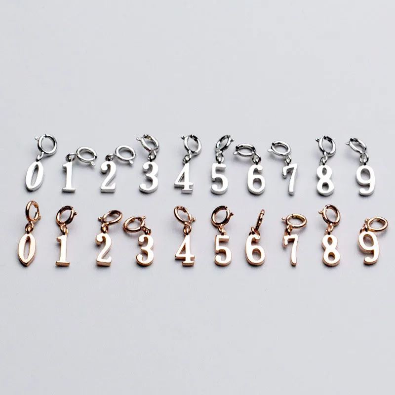 

Серебро 925 пробы, амулеты в форме арабских цифр, покрытые розовым золотом, кулон с пружинной застежкой, соединитель, сделай сам, изготовление...