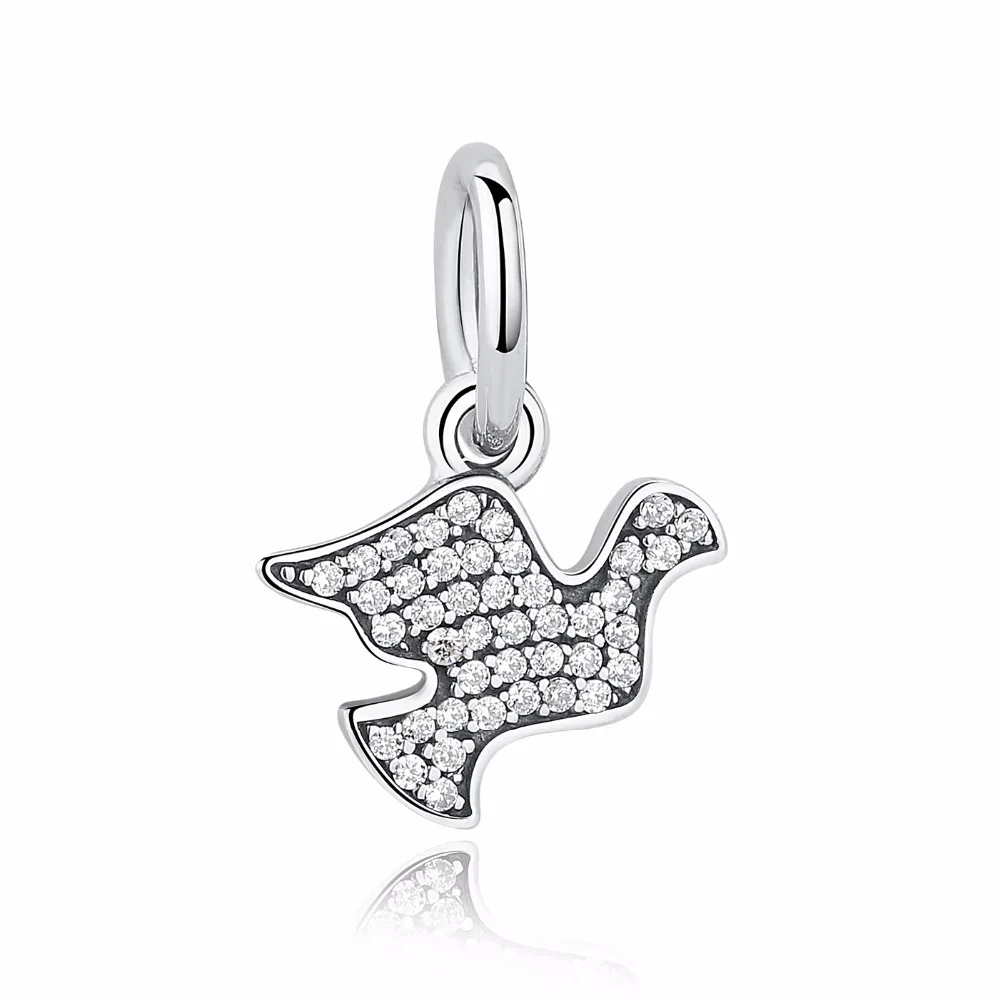 Everbling ювелирные изделия голубь мира ясно CZ 100% стерлингового серебра 925 Шарм