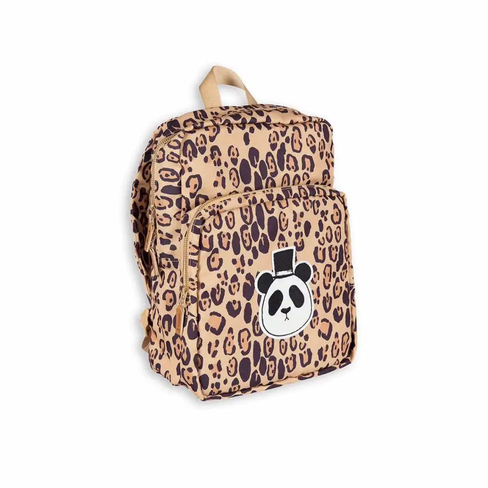 leopard bag Детская хлопковая кепка с изображением панды, школьная сумка, рюкзак, уличные кепки с сеткой, вязаная шапка для маленьких мальчиков и девочек, костюм для От 1 до 7 лет - Цвет: leopard bag