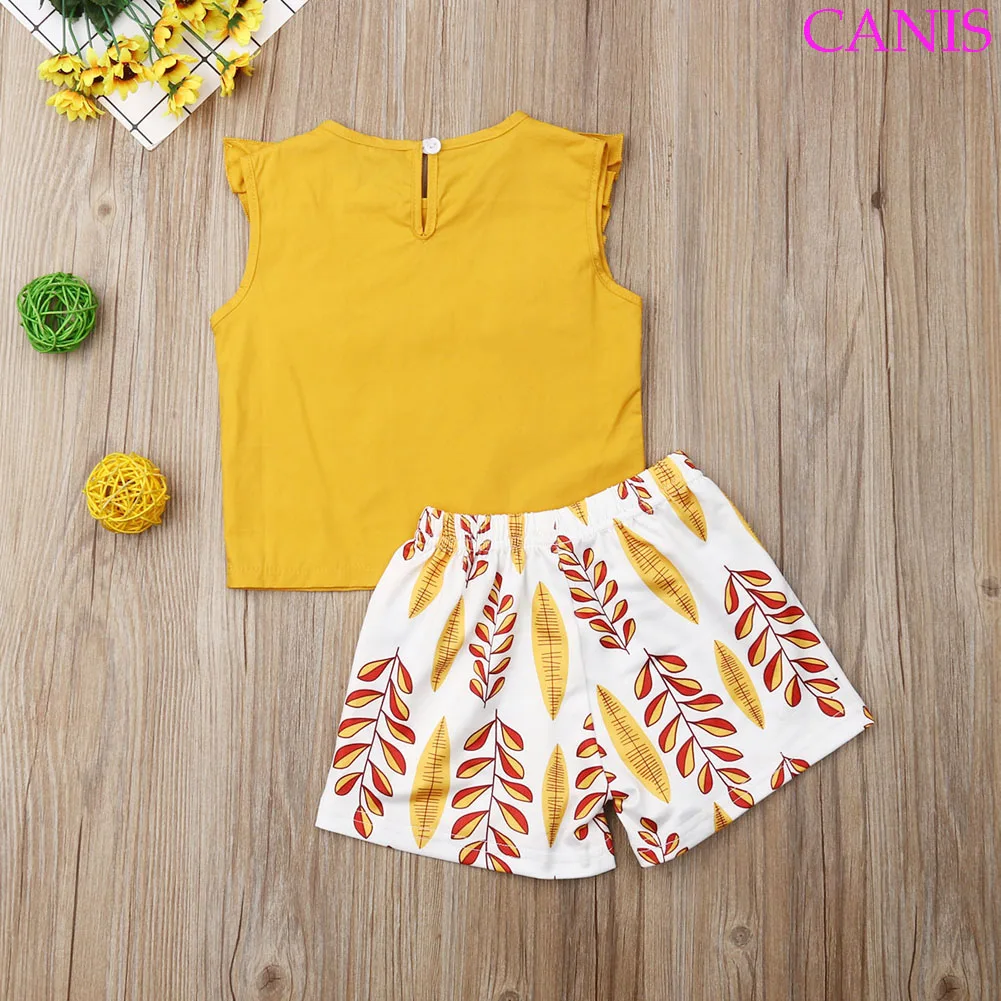 Новинка лета 2019 красивый комплект одежды для маленьких девочек однотонный жилет