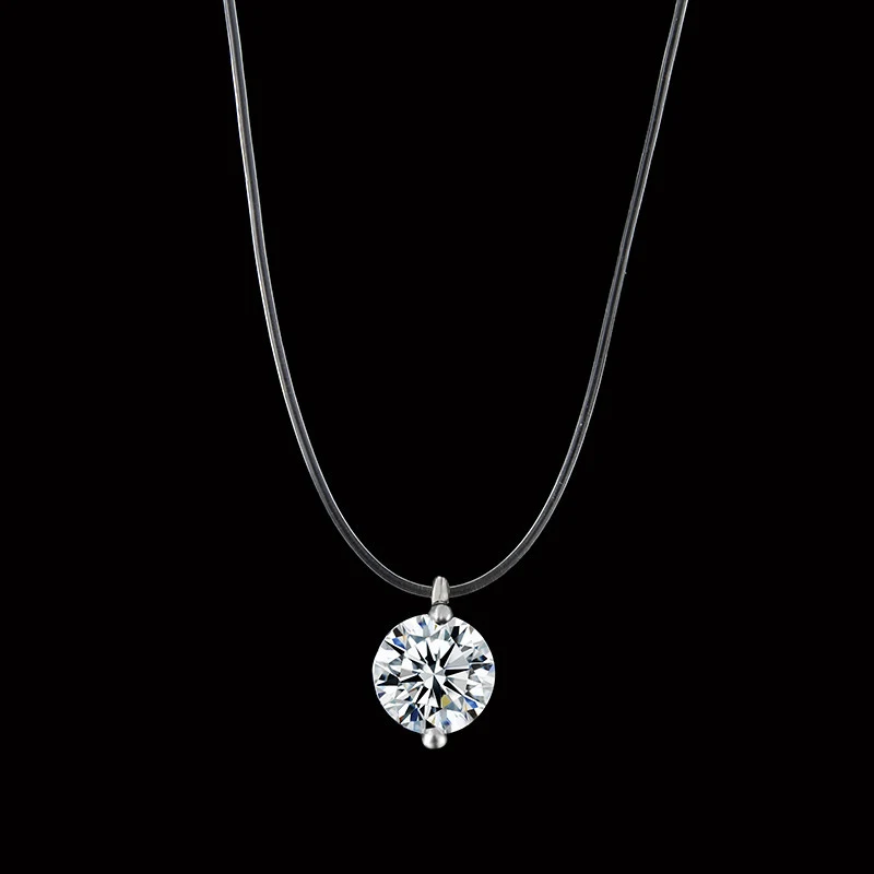 Transparent Fishing Line Necklace Female Silver Invisible Chain Women Rhinestone Choker Collier Femme Punk | Украшения и