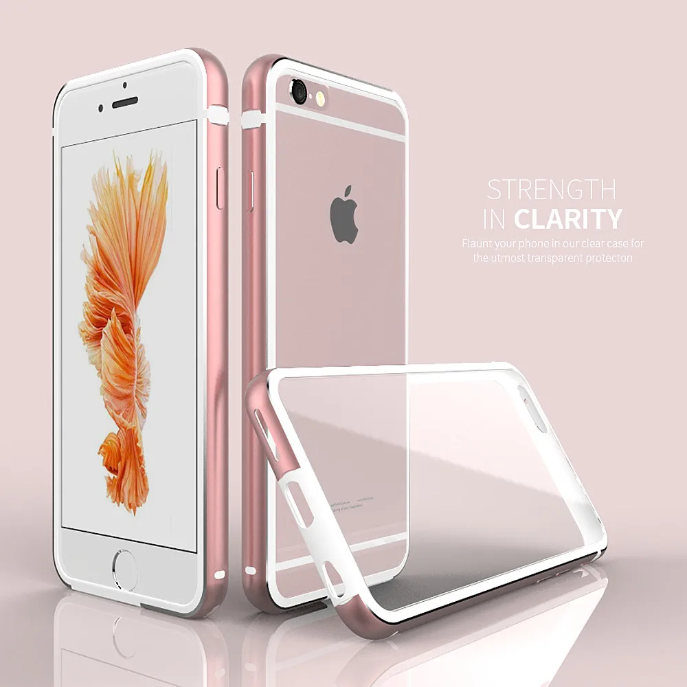 Luxury Gold Edge + Hard Clear Case For Iphone 6 6S 8 Plus Metal iPhone 7 Neo Aluminum TPU PC Hybrid Back Cover |