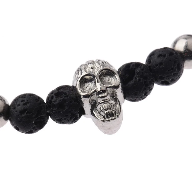 DANJIE 2018 HOT natural stone SKULL men bracelets Bead energy volcanic women bracelet metal alloy | Украшения и аксессуары