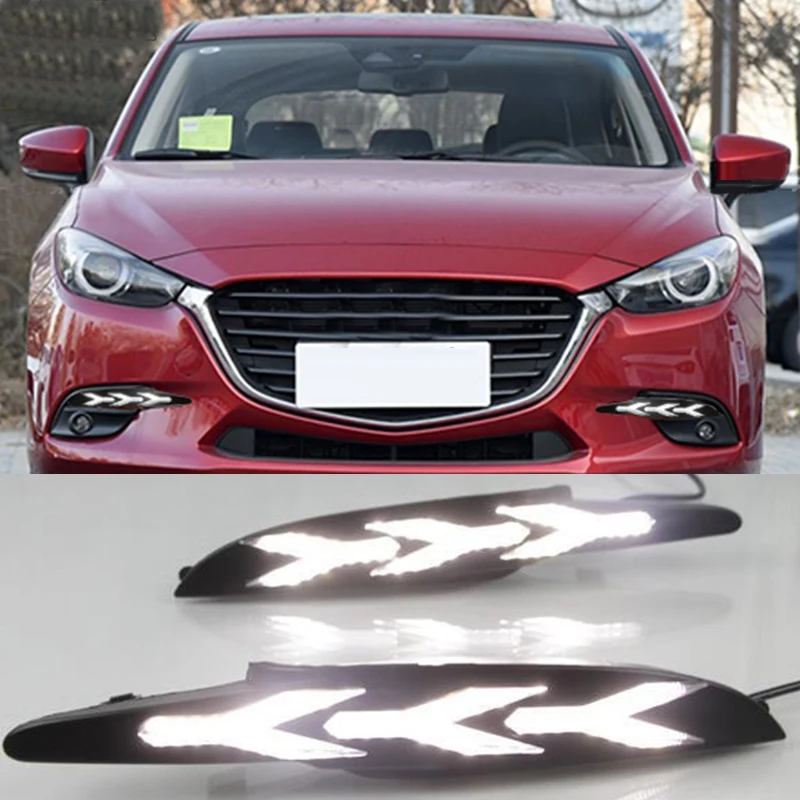 Hlxg DRL для 2017 Mazda 3 Axela светодиодный дневный ходовой светильник противотуманная