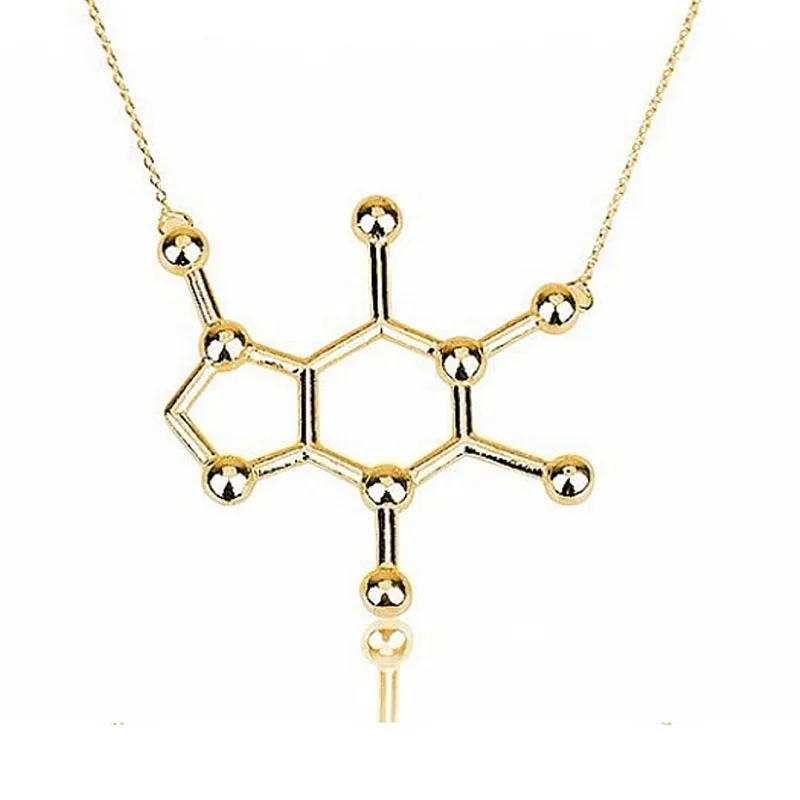 1 шт. новый простой Крошечный Кулон структура молекулы кофеина длинное ожерелье с