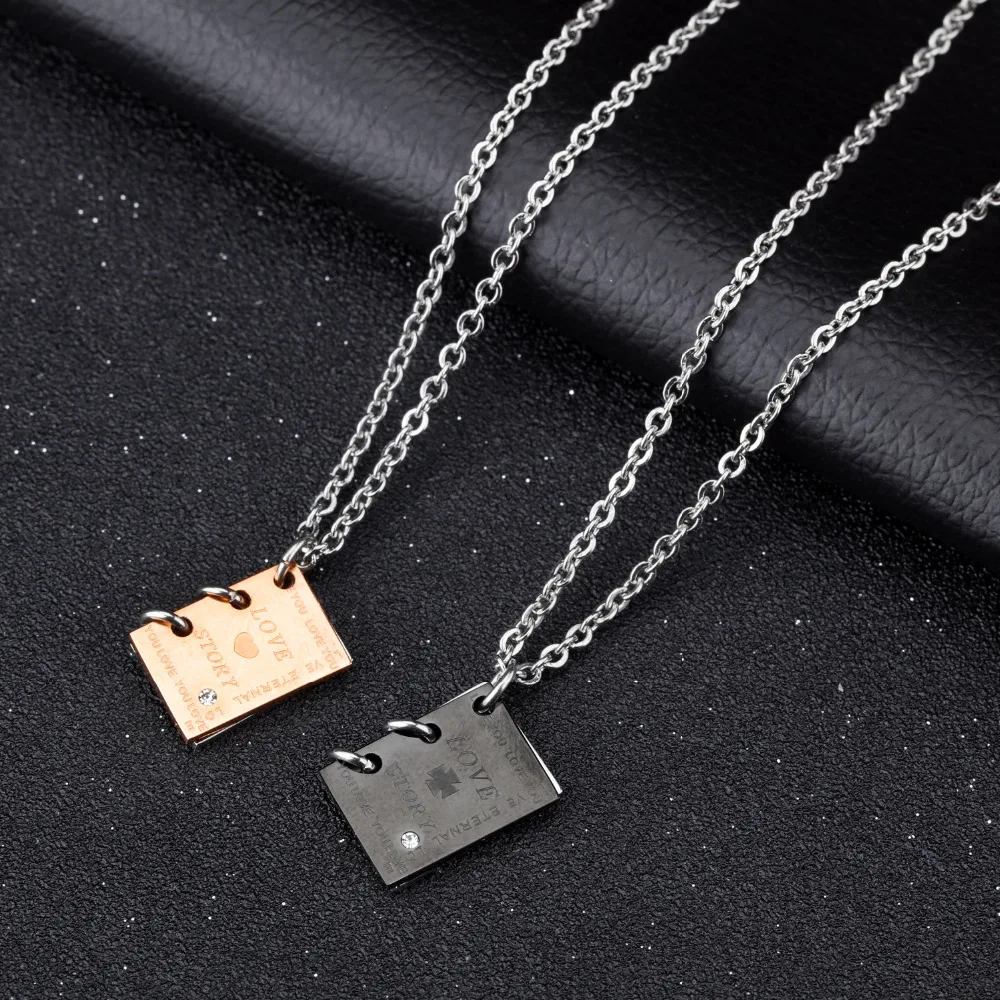 Новый Дизайн книги Love Story 316L кулон из нержавеющей стали пара модное ожерелье