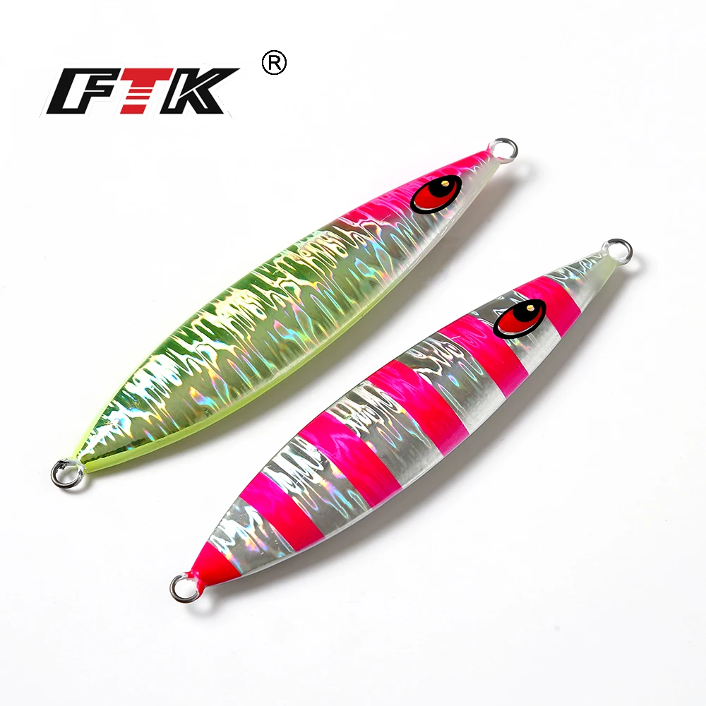 

FTK 1PC 2 Colors Weight 300g Leight 17cm Sinking Jig Fishing Bait Ocean Metal Sinker Lure
