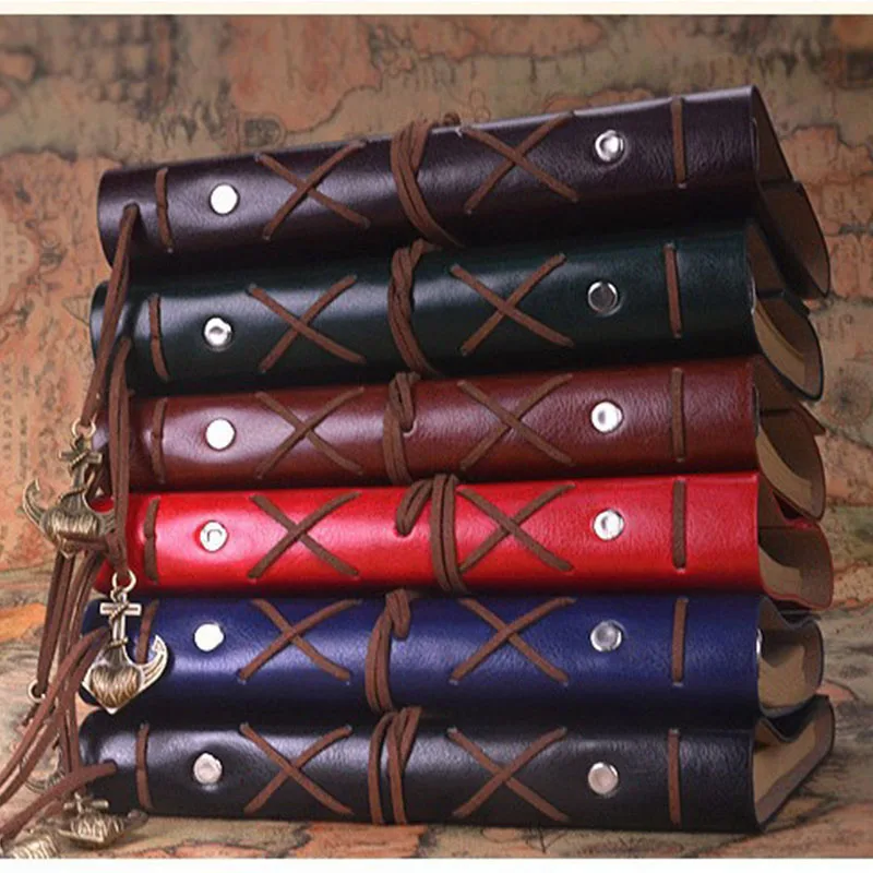 Hot Leather notebook Vintage Diary travel journal Kraft paper A6 80 sheets Sketch book Office school supplies gift | Канцтовары для