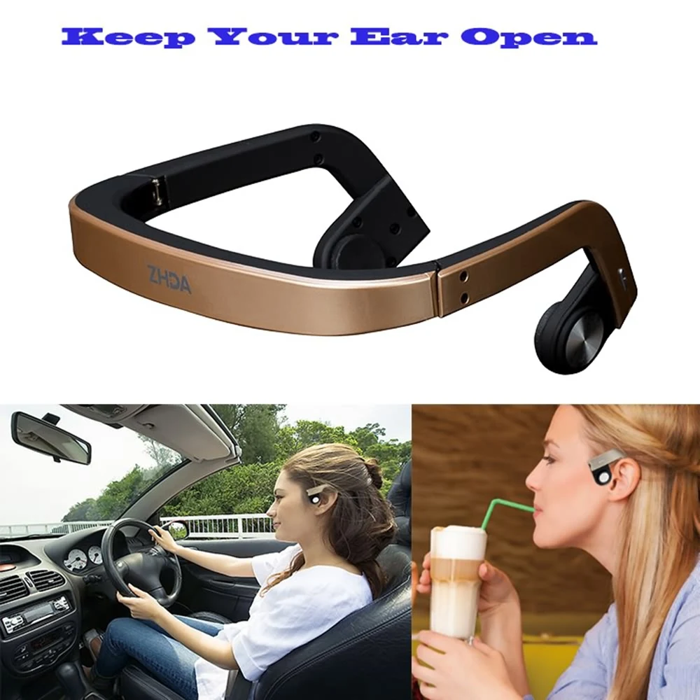 Bluetooth гарнитура ZHDA с костной проводимостью фирменный слуховой аппарат + телефон