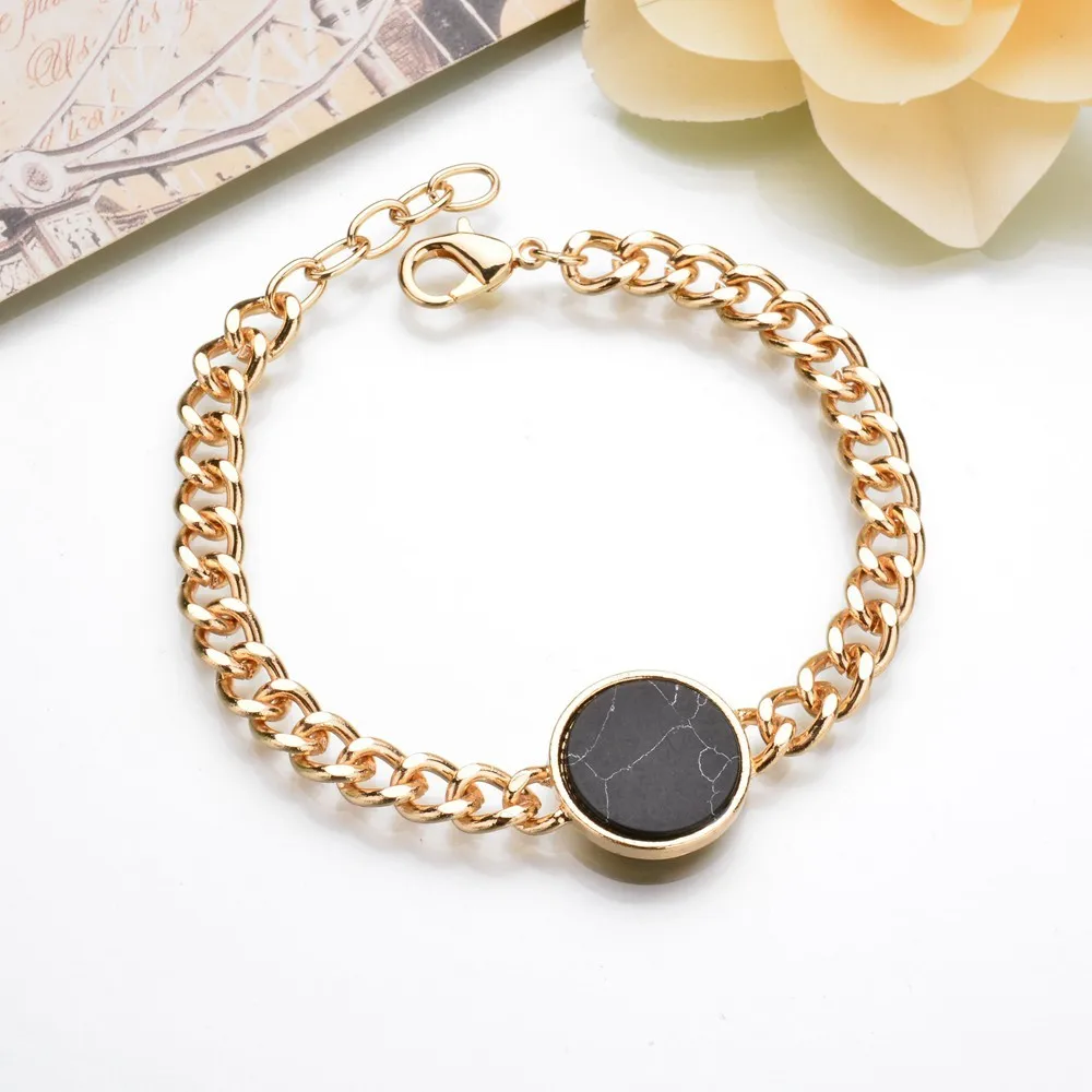 Золотой Цвет Толстый металлический браслет цепочка геометрические массивные