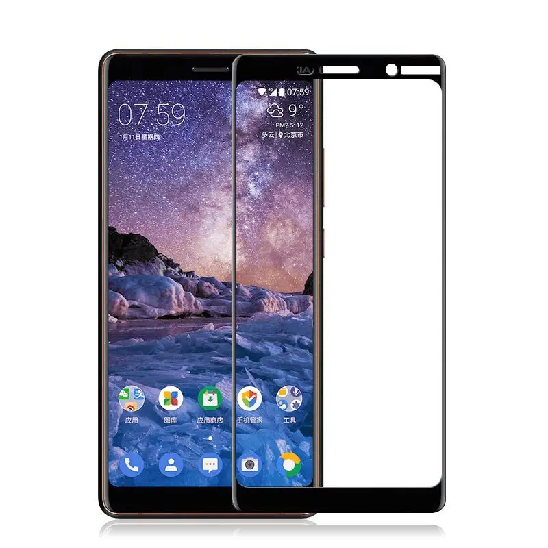 100 шт./лот 3D закаленное стекло для Nokia 7 Plus Полное покрытие экрана Взрывозащищенная