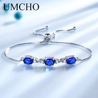 umcho genuine 925 sterling silver bracelets for women blue sapphire tanzanite chain bracelet trendy wedding gift fine jewelry