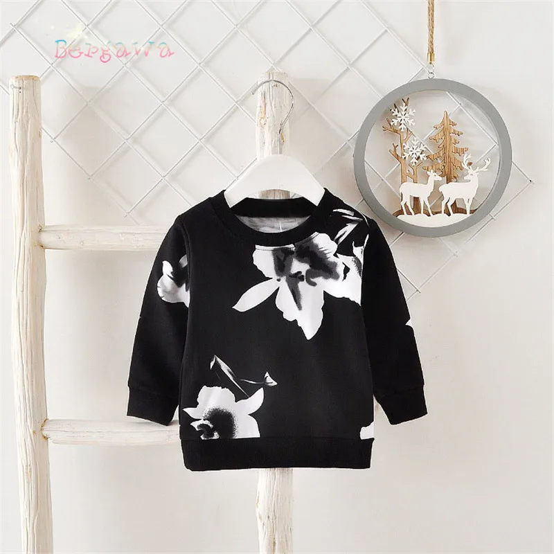 2019 Spring Autumn Children Clothing Baby Girls Boys O-neck Infants Flower Cotton Long Sleeve Casual T-shirt Tops Tee S6161 | Детская