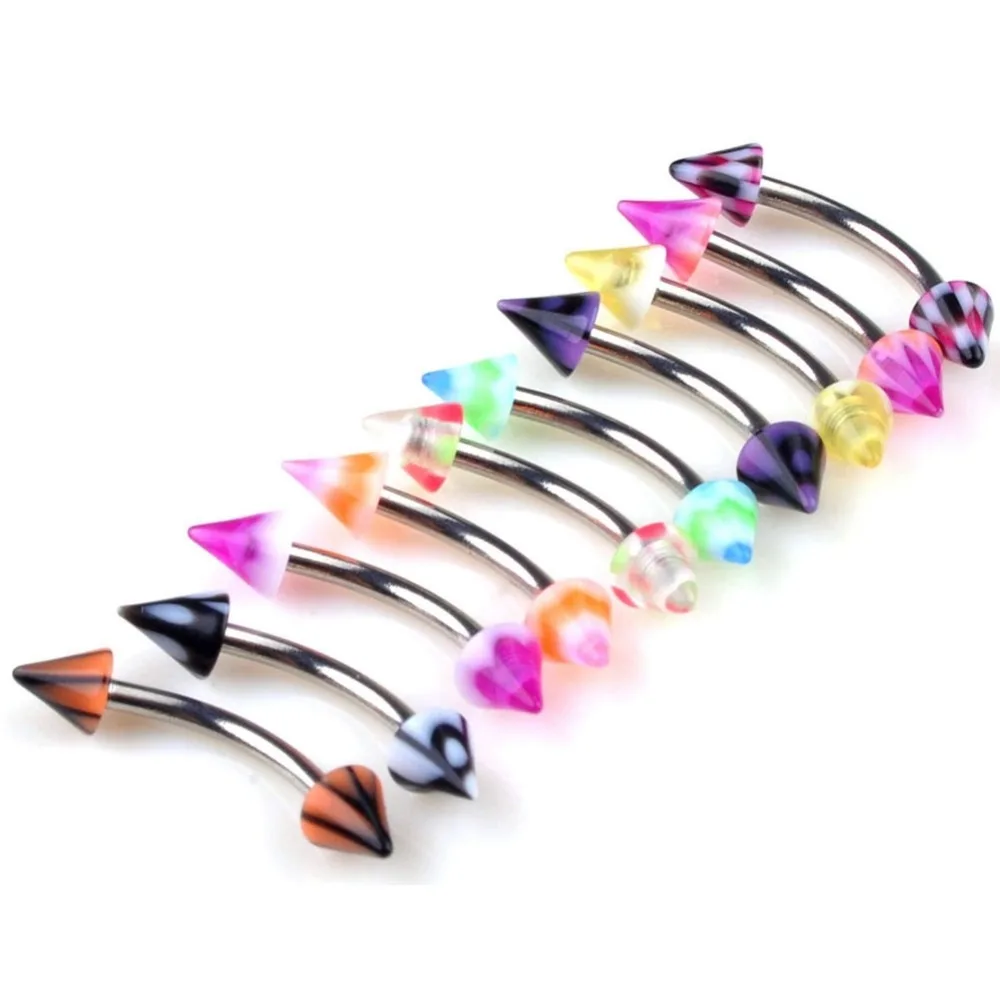 20 шт./лот смешанный акриловый барбель из нержавеющей стали изогнутый для языка