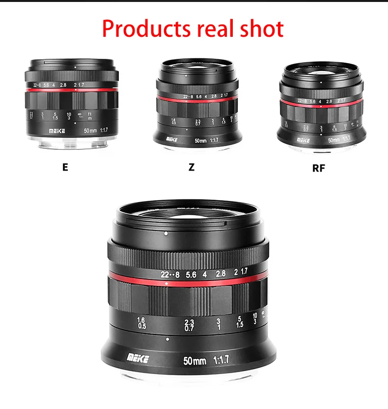 Meike 50 мм F1.7 ручная фокусировка объектива для sony E-mount полная Рамка беззеркальная камера A7II A7RIII для Canon RF Fuji Fujifilm Nikon Z